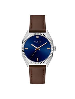 Guess - Men Round Blue Dial Stainless Steel Analog Watch - U1502G1M (M)