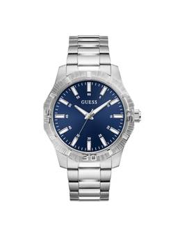 Guess - Men Round Blue Dial Stainless Steel Analog Watch - U1504G1M (M)