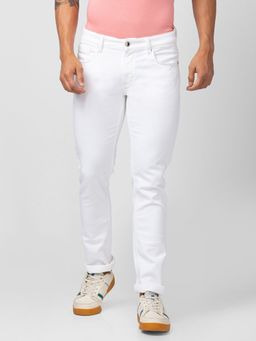 Spykar - Men White Cotton Stretch Regular Fit Narrow Length Jeans (Rover)