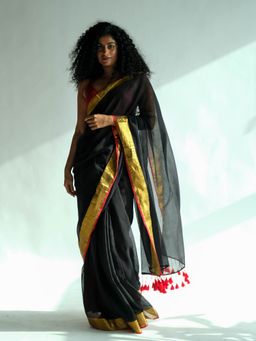 Suta - Solid Black Zari Saree