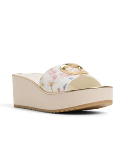 Aldo - Menhaden Women White Floral Print Wedges Heels