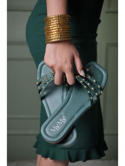 MyMy Footwear - Green Studds One Toe Flats