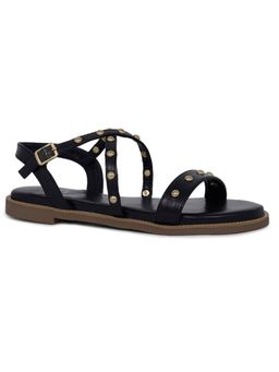London Rag - Women Black Stud Embellished Strappy Sandals