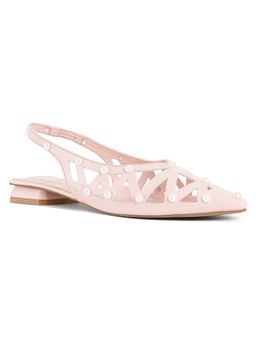 London Rag - Women Pink Pearl Embellished Slingback Sandals