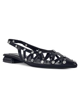 London Rag - Women Black Diamante Embellished Slingback Sandals
