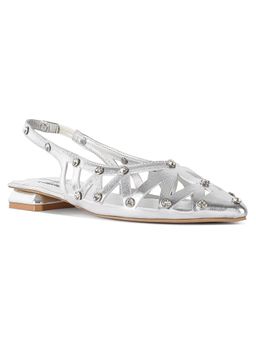 London Rag - Women Silver Diamante Embellished Slingback Sandals
