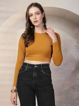 KASSUALLY - Mustard Crop Top