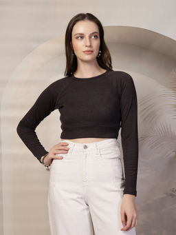 KASSUALLY - Charcoal Black Crop Top