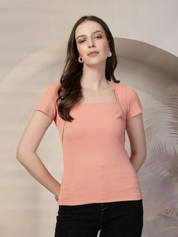 KASSUALLY - Square Neck Ribbed Top