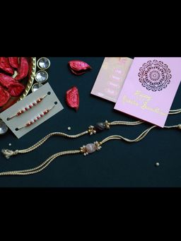 PAYA - Natural Stone Rakhi And Dhaaga Combo - Set Of 4 (Pink, Purple)