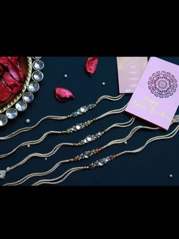 PAYA - Round Kundan Rakhi Combo - Set Of 5