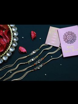 PAYA - Round Kundan Rakhi Combo - Set Of 4