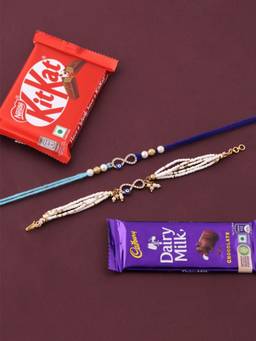 VIRAASI - Blue Bhaiya Bhabhi Rakhi Gift Set with Chocolates