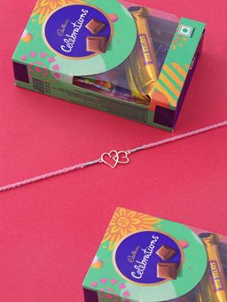 VIRAASI - 925 Silver Rakhi Gift Set with Chocolates Pink