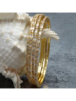 Karatcart - (Set Of 4) Gold Plated American Diamond Studded Handcrafted Bangles for Women