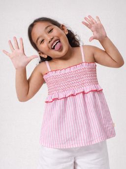 Somersault - Girls Stripe Pink Cotton Strappy Top