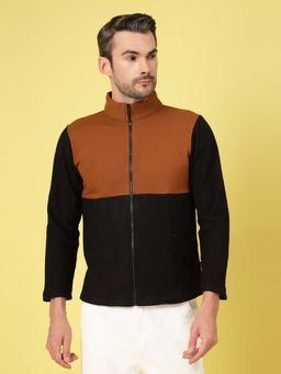 RIGO - Men Black Polar Fleece Colourblocked Sweatshirt