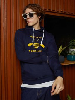 Campus Sutra - Men's Navy Blue Buzz Off Pullover Hoodie