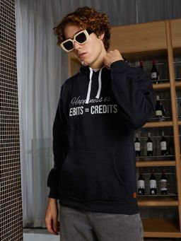 Campus Sutra - Men's Onyx Black Happiness Is Pullover Hoodie