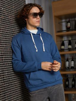 Campus Sutra - Men's Electric Blue Regular Pullover Hoodie
