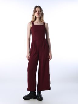 ONLY - Womens Solid Regular Fit Maroon Jumpsuit