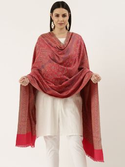 Pashmoda - Women Pink Woven Design Jamawar Shawl