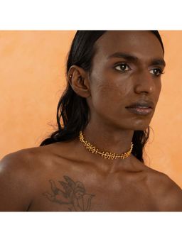 Dhwani Bansal - 22K Gold Plated Adjustable Auro Choker With Cubic Zirconia For Women
