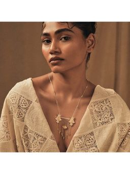 Dhwani Bansal - 22K Gold Plated Serai Necklace With Mother Of Pearl Resin For Women