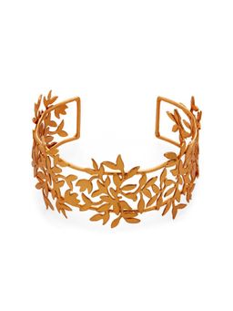Dhwani Bansal - 22K Antique Gold Plated Adjustable Mashq Cuff With Filigree Pattern For Women