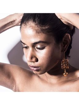 Dhwani Bansal - 22K Antique Gold Plated Vasl Drops Earrings For Women