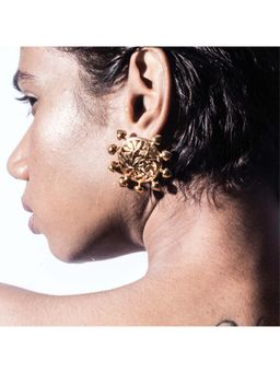 Dhwani Bansal - 22K Antique Gold Plated Enaaz Studs Earrings For Women