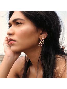 Dhwani Bansal - 22K Gold Plated Reka Studs With Pink And White Enamel Earrings For Women