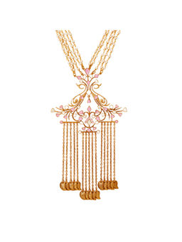 Dhwani Bansal - 22K Gold Plated Adjustable Iseu Necklace With Pearl And Pink White Enamel For Women