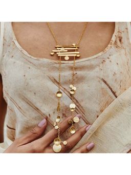Dhwani Bansal - 22K Gold Plated Adjustable Iska Necklace With Freshwater Pearl For Women