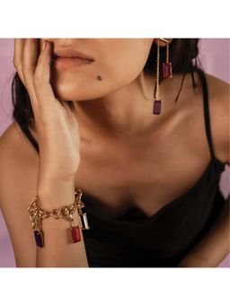 Dhwani Bansal - Kandi 22K Gold Plated Kandi Bracelet With Purple Amethyst And Pink Topaz For Women