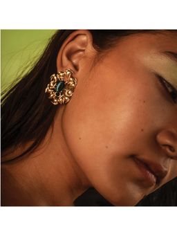 Dhwani Bansal - 22K Gold Plated Keri Earrings With Blue Topaz For Women