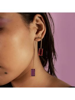 Dhwani Bansal - 22K Gold Plated Kandi Earrings With Purple Amethyst And Pink Topaz For Women
