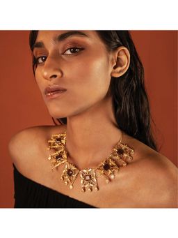 Dhwani Bansal - 22K Gold Plated Adjustable Mori Necklace With Beer Quartz For Women