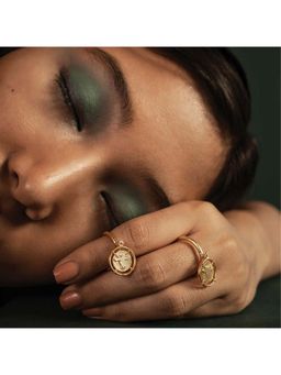 Dhwani Bansal - 22K Gold Plated Adjustable Inka Midi Rings Set For 2 Women