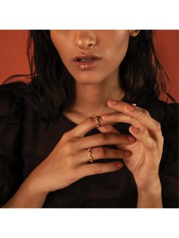 Dhwani Bansal - 22K Gold Plated Adjustable Kandi Ring With Yellow Citrine For Women
