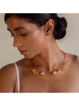 Dhwani Bansal - 22K Gold Plated Adjustable Reva Choker With Baroque Pearls For Women
