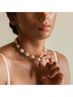 Dhwani Bansal - 22K Gold Plated Adjustable Luna Necklace With Baroque Pearl For Women