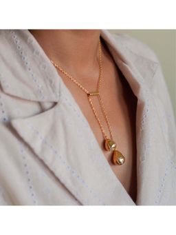 Dhwani Bansal - 22K Gold Plated Adjustable Boond Pendant With Baroque Pearl For Women