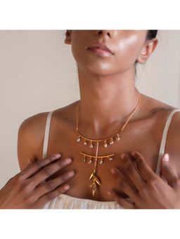 Dhwani Bansal - 22K Gold Plated Adjustable Zuri Necklace With Baroque Pearl For Women