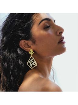 Dhwani Bansal - 22K Gold Plated Tala Earrings With Pastel Blue-Green Enamel For Women