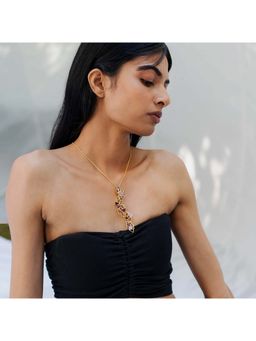 Dhwani Bansal - 22K Gold Plated Gaia Necklace Adjustable With Purple Enamel For Women