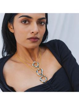 Dhwani Bansal - 22K Gold Plated Aqua Layered Necklace With Blue-Black Enamel For Women