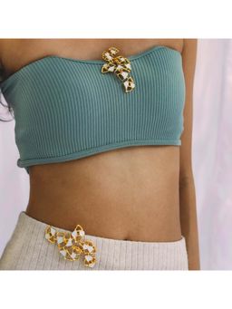 Dhwani Bansal - 22K Gold Plated Gaia Brooch With Blue-Grey Enamel For Unisex