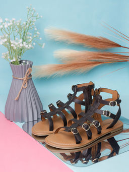 Louis Stitch - Women Gladiator Brown Lightweight Flats