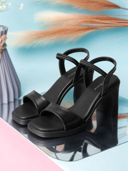 Louis Stitch - Women Stylish Block Black Lightweight Heels